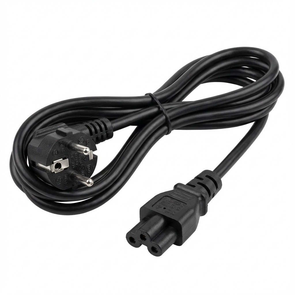 EFB Netzkabel Schutzkontakt 90°-C5 180°,sw,3.0m,3x1.00mm