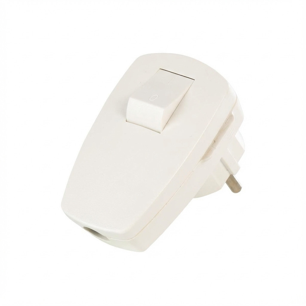 BACHMANN Schutzkontaktstecker weiss abschaltbar Wippschalter 2-p