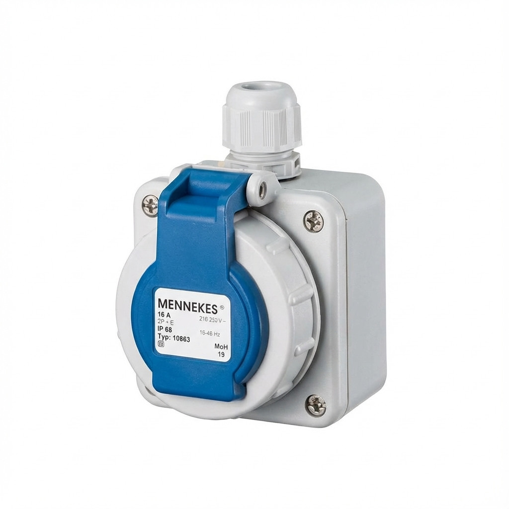 Mennekes 10863 AP Steckdose IP68 blau 16A mit Bajonettdeckel