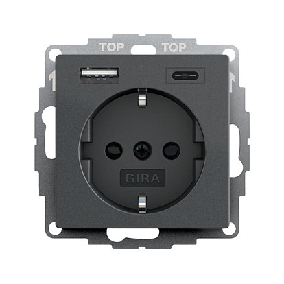 GIRA 245928 SCHUKO USB-Spannungsversorgung 2f System 55 Anthrazit