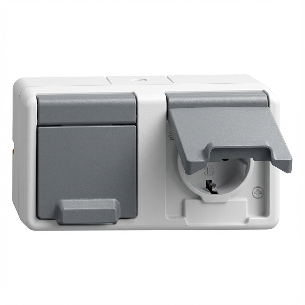 GIRA 478130 SCHUKO 2f waager. KD WG AP Grau