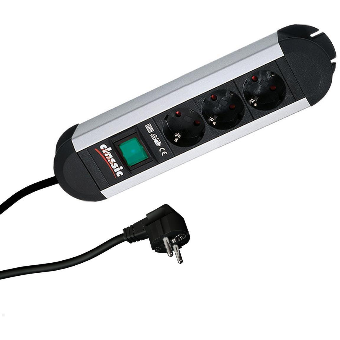 BACHMANN PRIMO Steckdosenleiste 3x Schutzkontakt Aluminium mit Schalter 1,75m