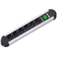 Bachmann Tischsteckdose, 6xDosen(CEE7)->Stecker(CEE7), 2m, mit Schalter, Schwarz, PRIMO,