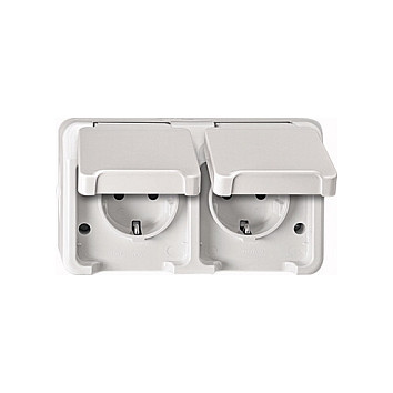 MERTEN MEG2320-8019 SCHUKO-Doppel-Steckdose. polarweiß waagerecht