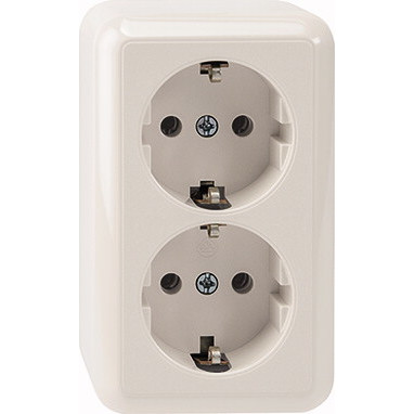 MERTEN MEG2421-8719 AP-Doppel-Schuko-Steckdose. polarweiß. Aufputz