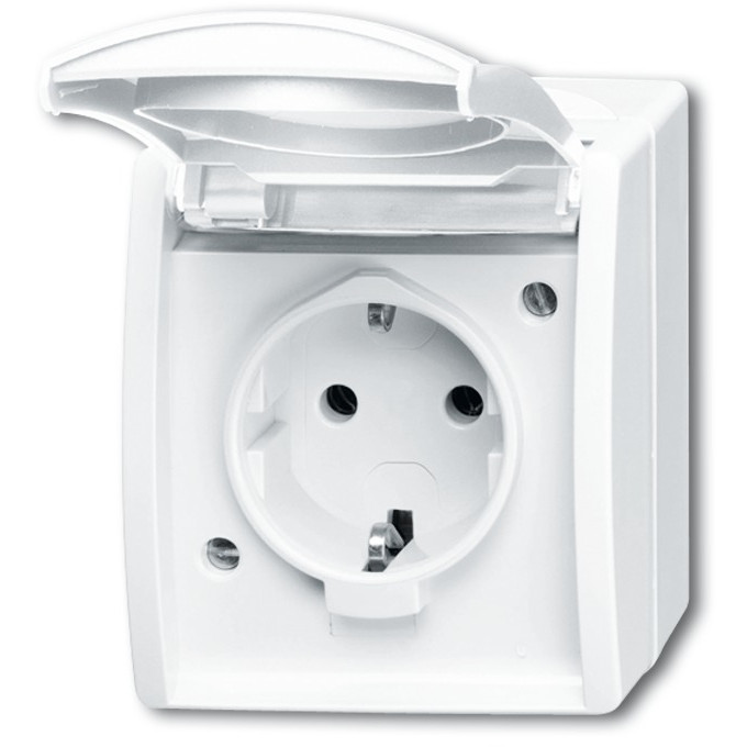BUSCH JAEGER BJ 20EW-54 Steckdose m.Klappdeckel ocean IP44 alpinweiß