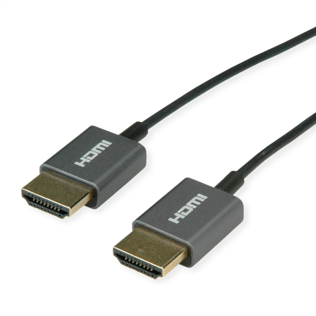 ROLINE 4K HDMI Ultra HD Kabel mit Ethernet, ST/ST, ultra-slim, koaxial, schwarz, 2 m