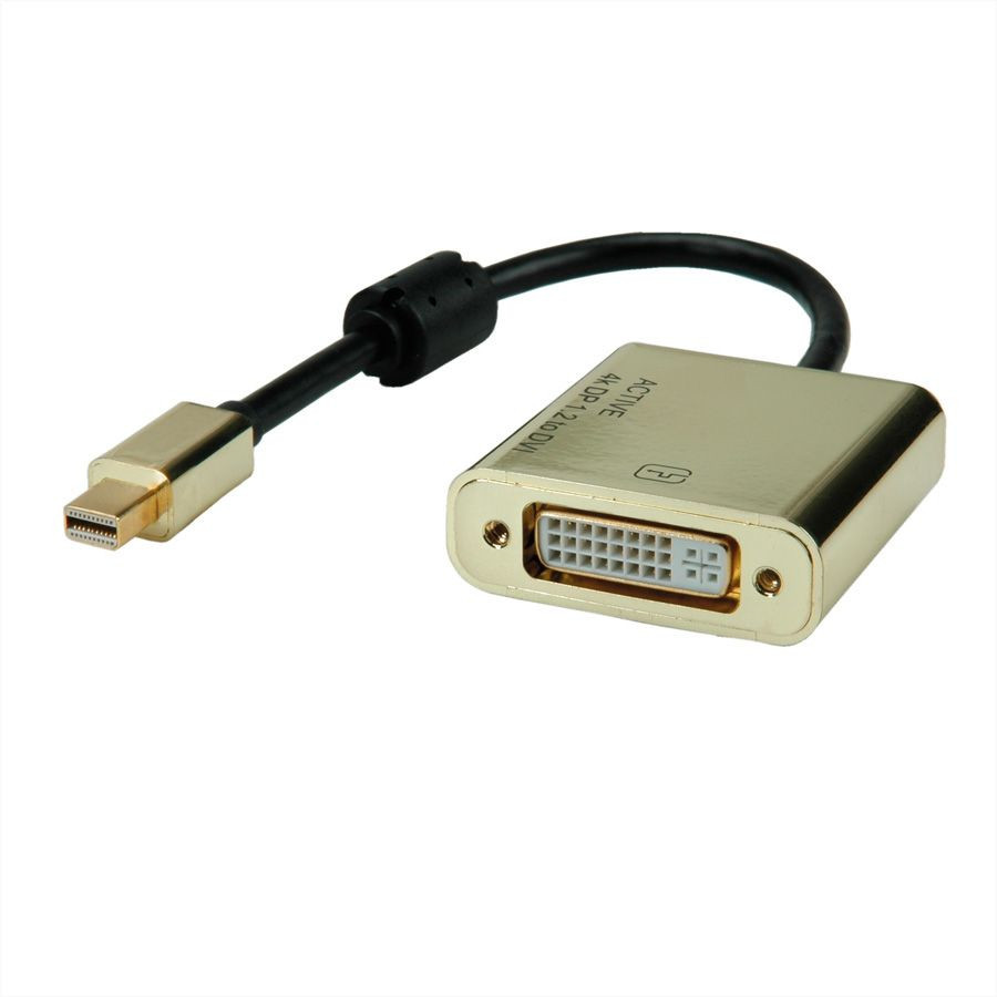 ROLINE GOLD 4K Mini DisplayPort-DVI Adapter Aktiv v1.2mini DP ST - DVI BU