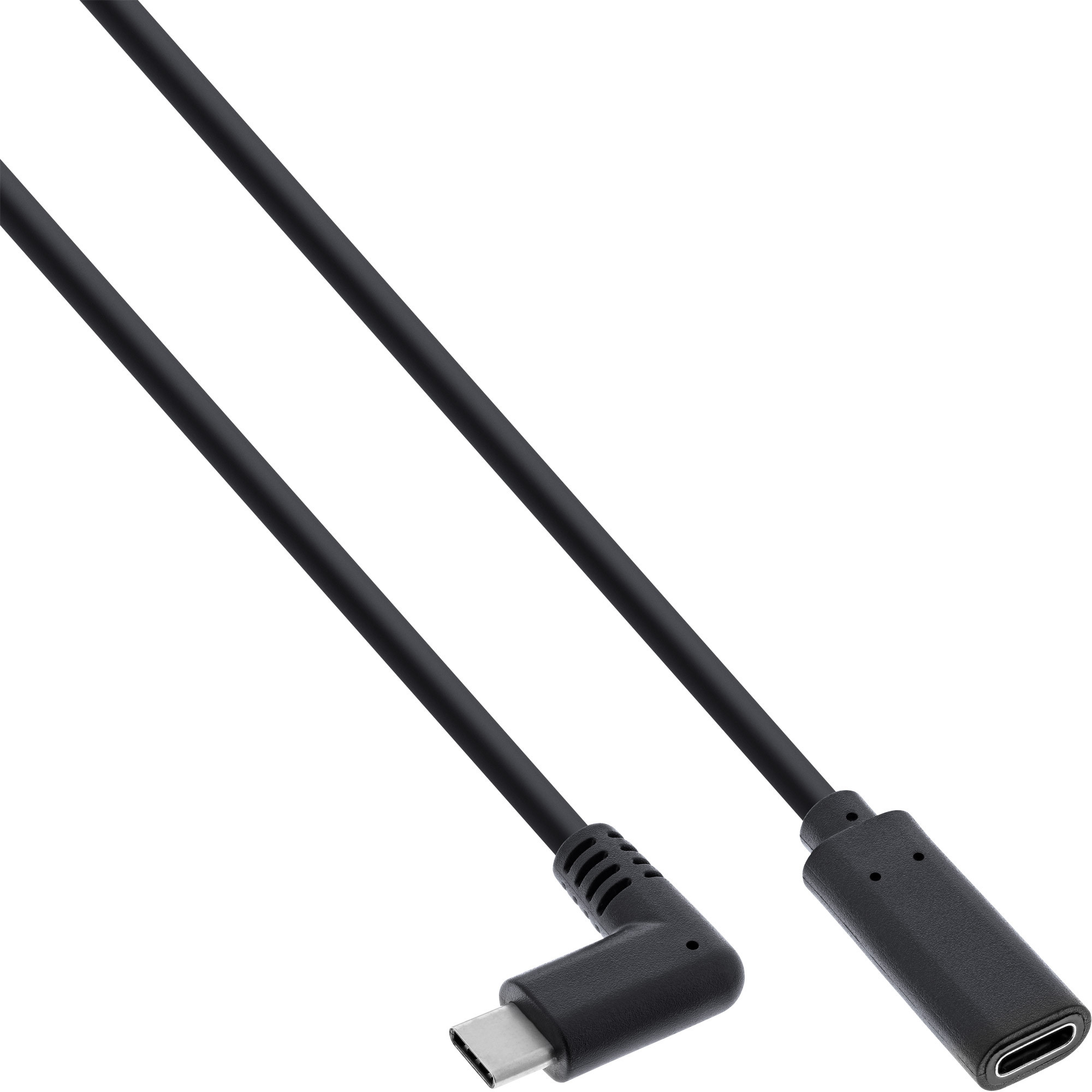 USB 3.2 Kabel - USB Typ-C Stecker gewinkelt auf Buchse - schwarz - 1m (35781)