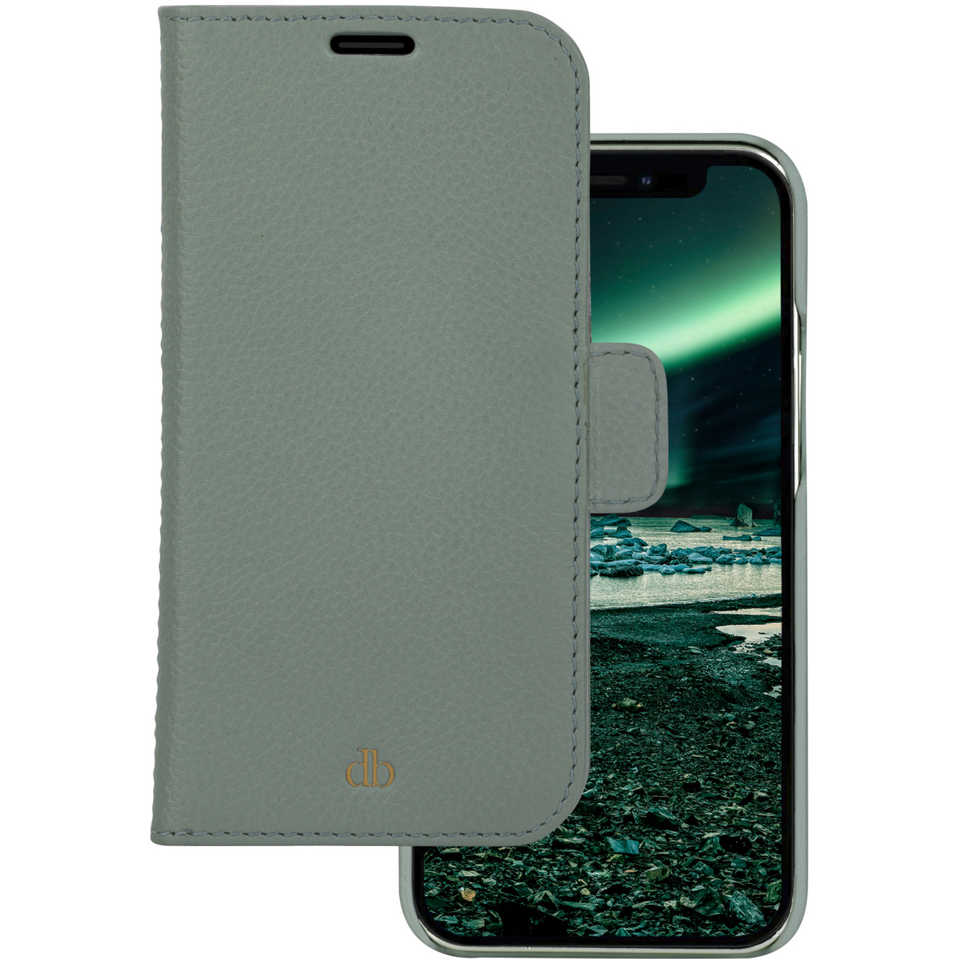 dbramante1928 New York - Flip-Hlle fr Mobiltelefon - abnehmbare Magnetrckseite - Saffianleder - Green Bay - fr Apple