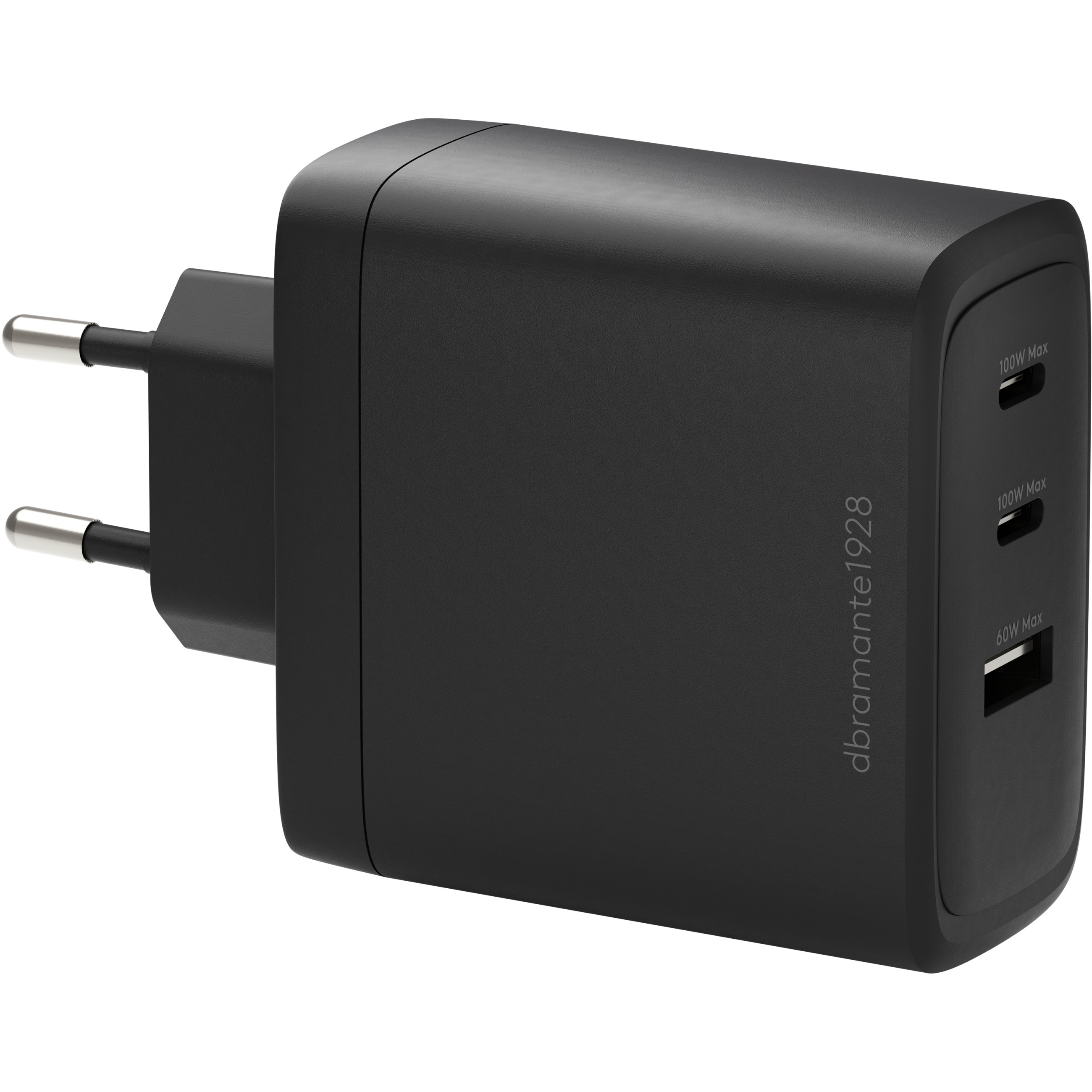 dbramante1928 re-charge - Netzteil - 100 Watt - 3 Ausgabeanschlussstellen (2 x USB-C, USB) - Schwarz