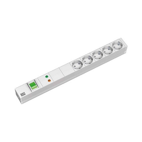 BACHMANN 48,26cm 19Zoll Steckdosenleiste 5-fach mit GVS mit Schalter