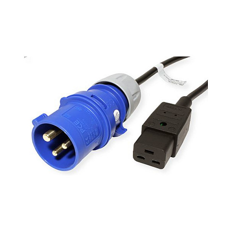 BACHMANN Kabel Stecker IEC60309-Blau - Kupplung C19 3m 16A schwarz 3m