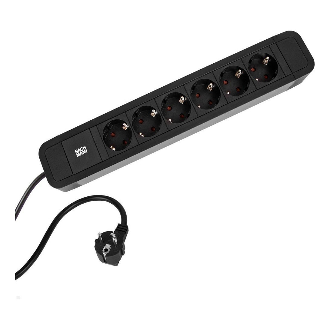 BACHMANN PRIMO2 Steckdosenleiste 6x Schutzkontakt Aluminium schwarz 2m