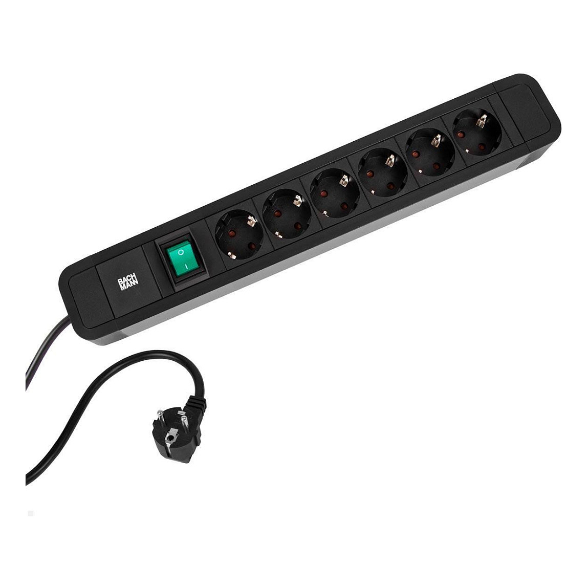 BACHMANN PRIMO2 Steckdosenleiste 6x Schutzkontakt Aluminium Schalter schwarz 2m