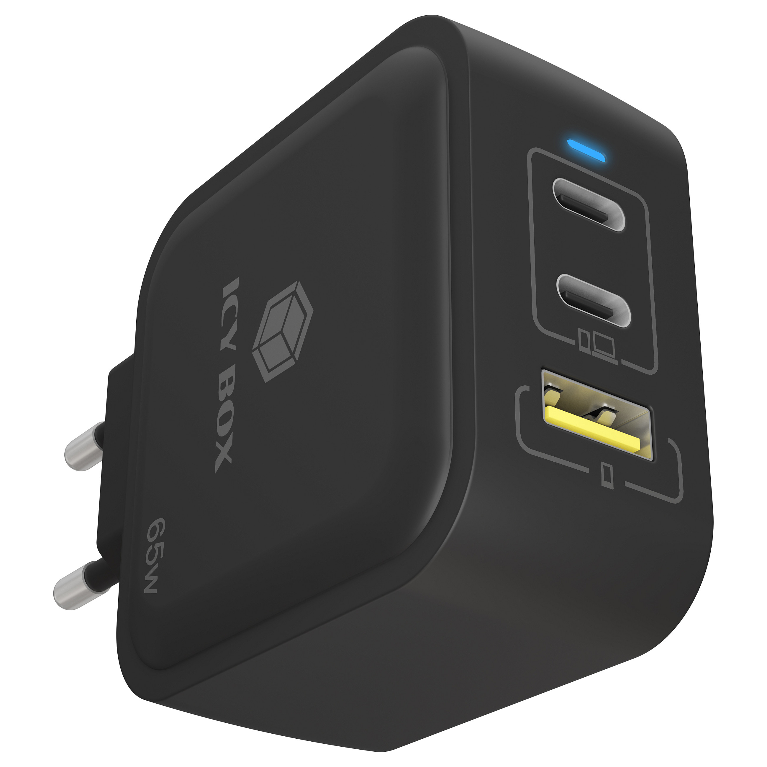 3-Port IcyBox 65W GaN mit PD 3.0