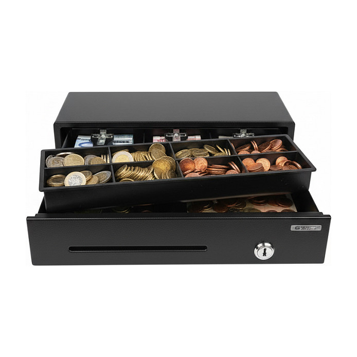 Light-duty cash drawer with 8 coin compartments 3 banknotes