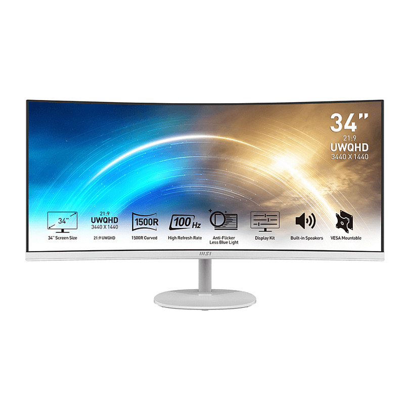 MSI PRO MP341CQWDE (86 cm (34 Zoll), wei, WQHD, VA, Curved, 100Hz Panel)