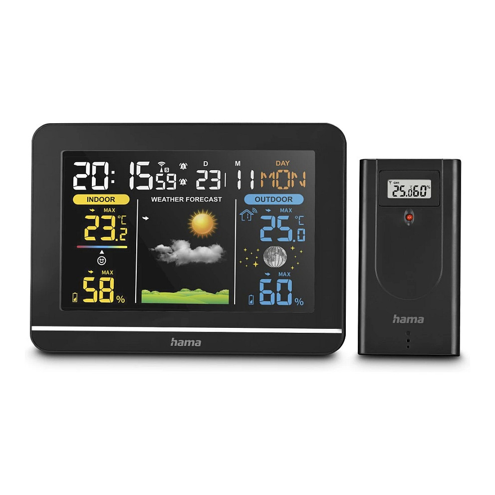 HAMA 222242 Wetterstation Usedom sw Funkuhr Temperatur