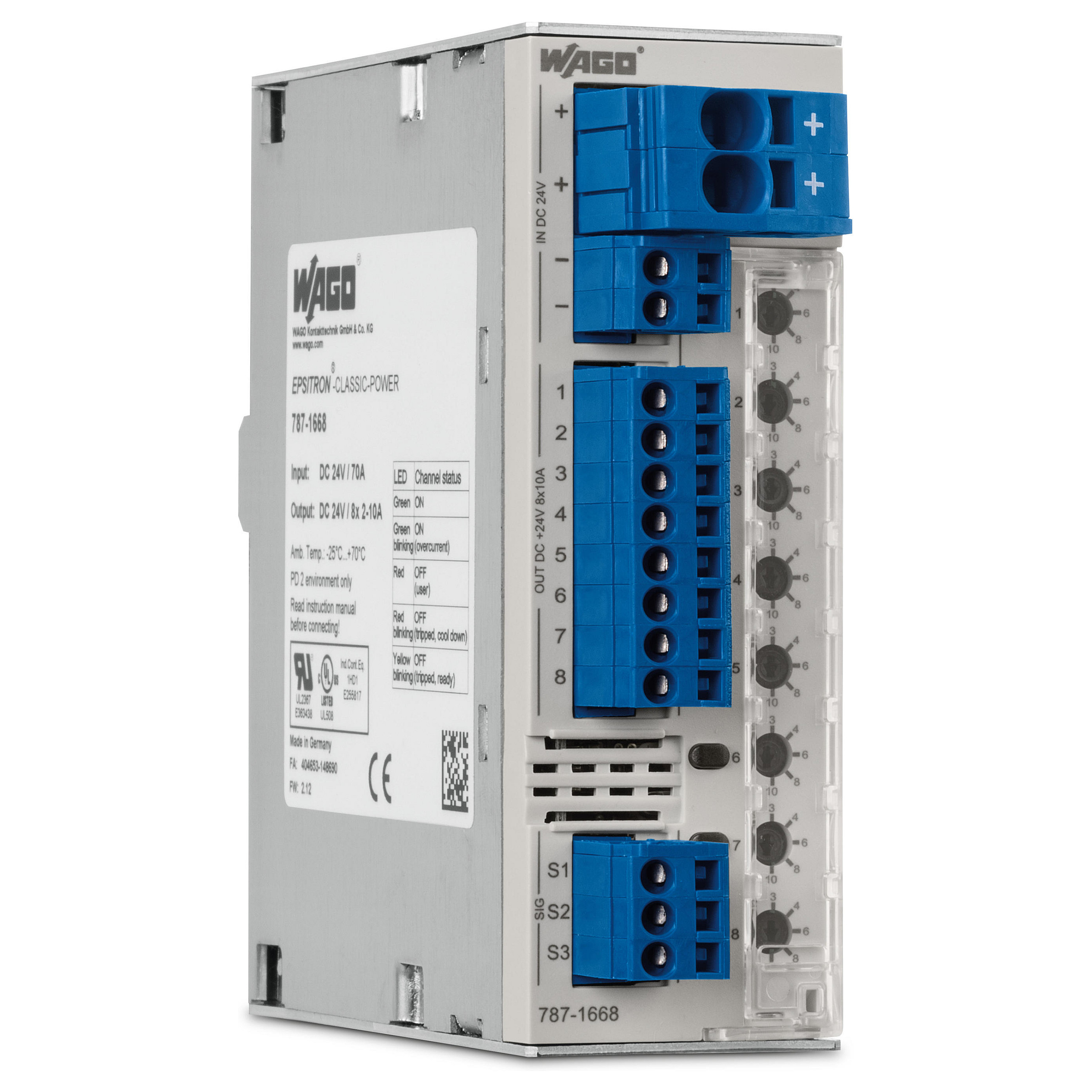 WAGO 787-1668 Elektronischer Schutzschalter EPSITRON® DC 24 V 8x10A