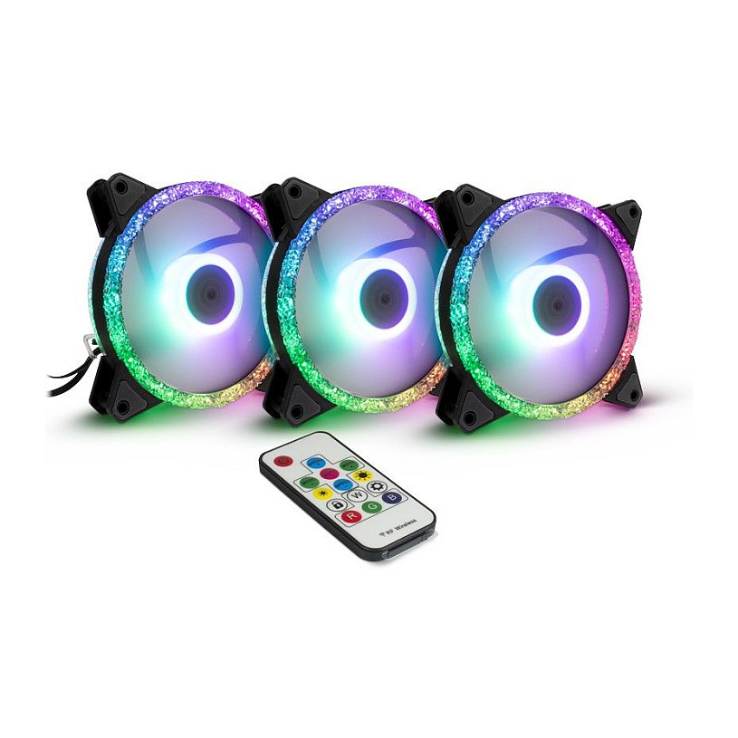 Inter-Tech Lüfter 120*120*25 ARGUS RGB-FAN SET RS-07, 3X LED retail