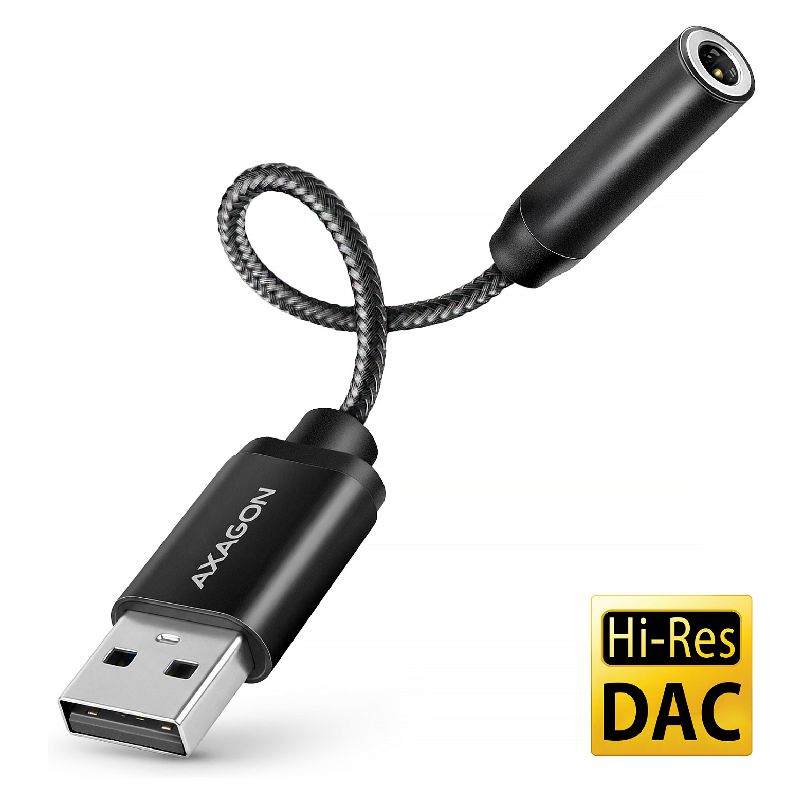 AXAGON ADA-HA USB-A Hi-Res Audio-Adapter, 3,5-mm-Klinke, 32 Bit und 384kHz - schwarz