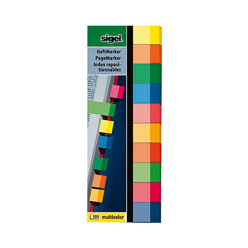 sigel MULTICOLOR Haftmarker farbsortiert - 10 x 50 Streifen