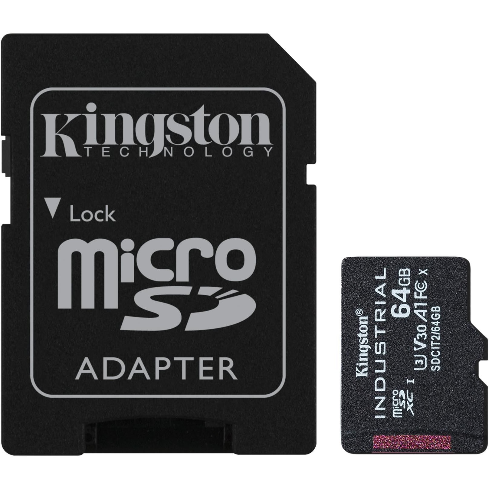 CARD 64GB Kingston Industrial microHC 100MB/s +Adapter