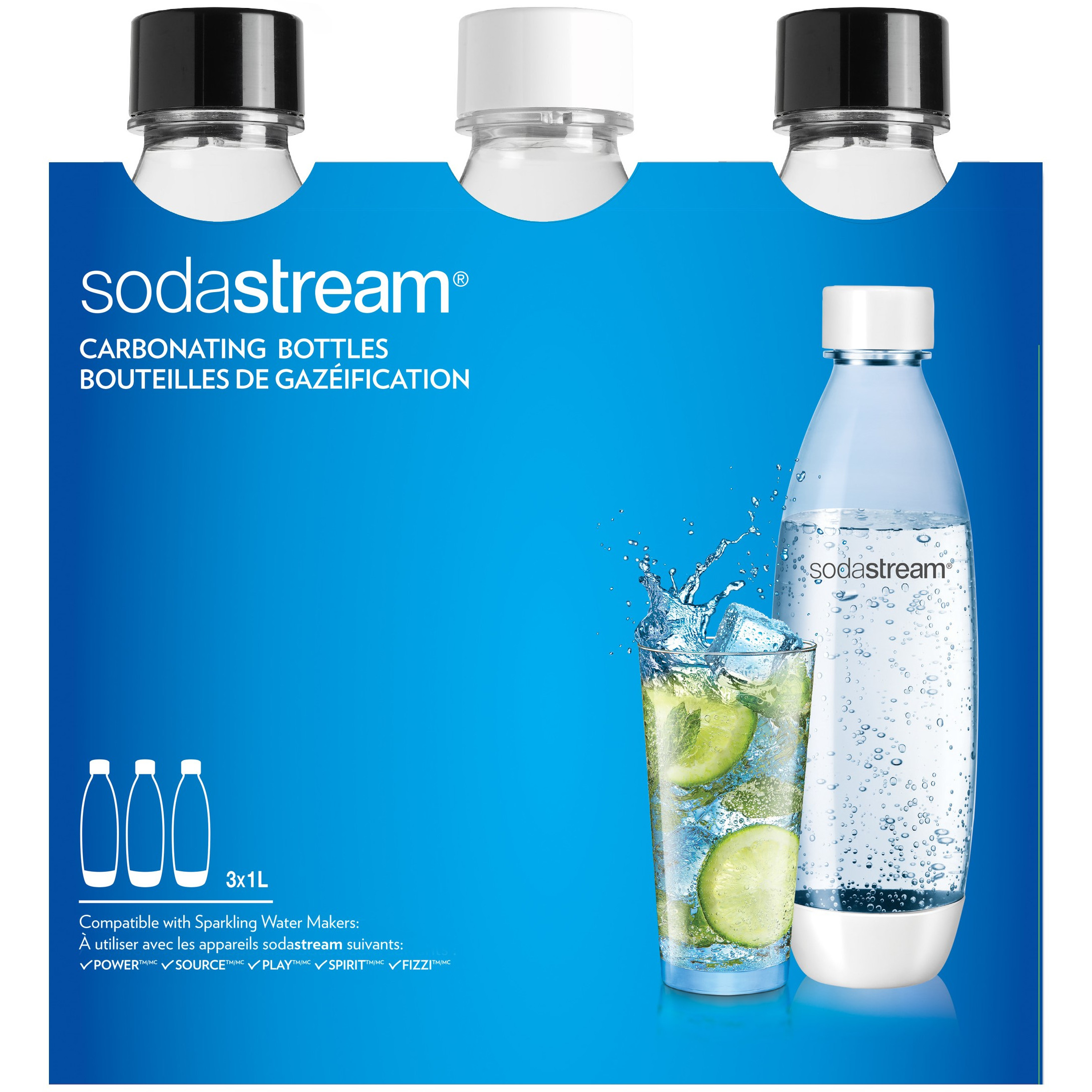 SodaStream Zubehör PET Flasche 3-Pack *schwarz/weiß*