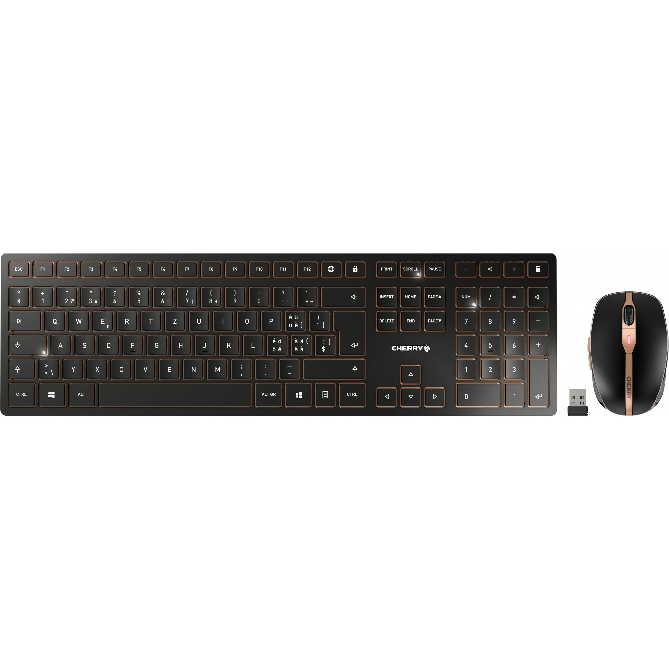 Cherry Desktop DW 9100 SLIM [CH] WL AES black/copper BT