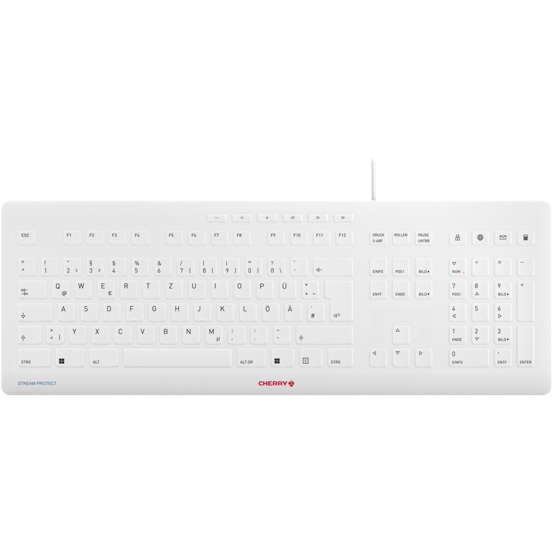 Cherry Keyboard STREAM PROTECT [DE] white grey