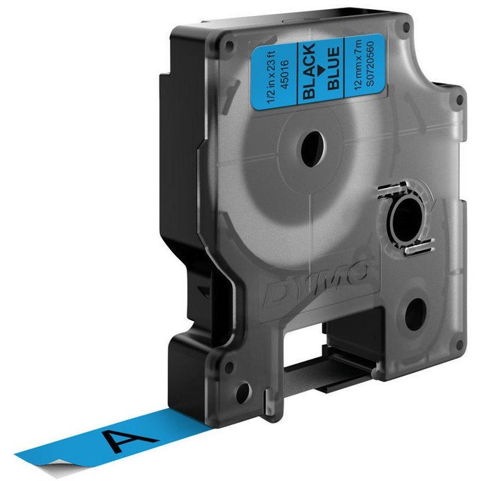 Dymo LabelWriter - D1 Etiketten Selbstklebend - 12 mm x 7 m - Schwarz auf Blau - (S0720560)