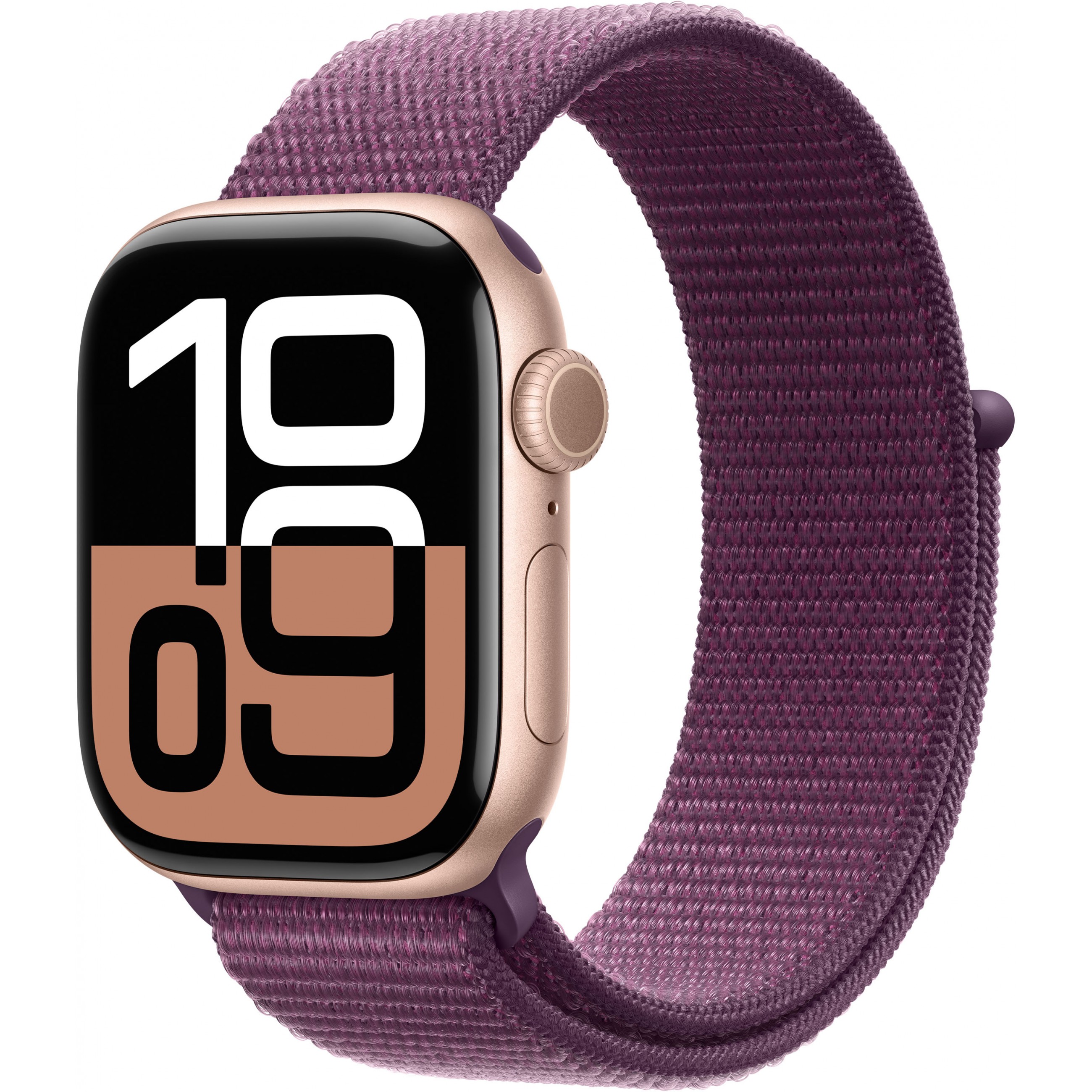 Apple Watch Series 10 GPS 42mm Rose Gold Aluminium Case with Plum Sport Loop