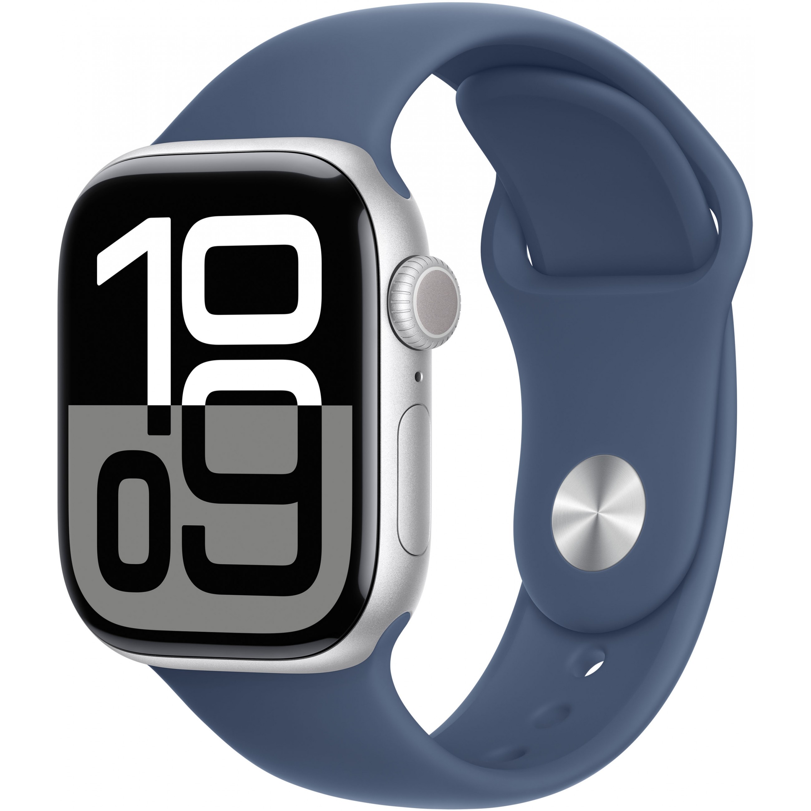 Apple Watch Series 10 GPS + Cellular 42mm Silver Aluminium Case with Denim Sport Band - S/M