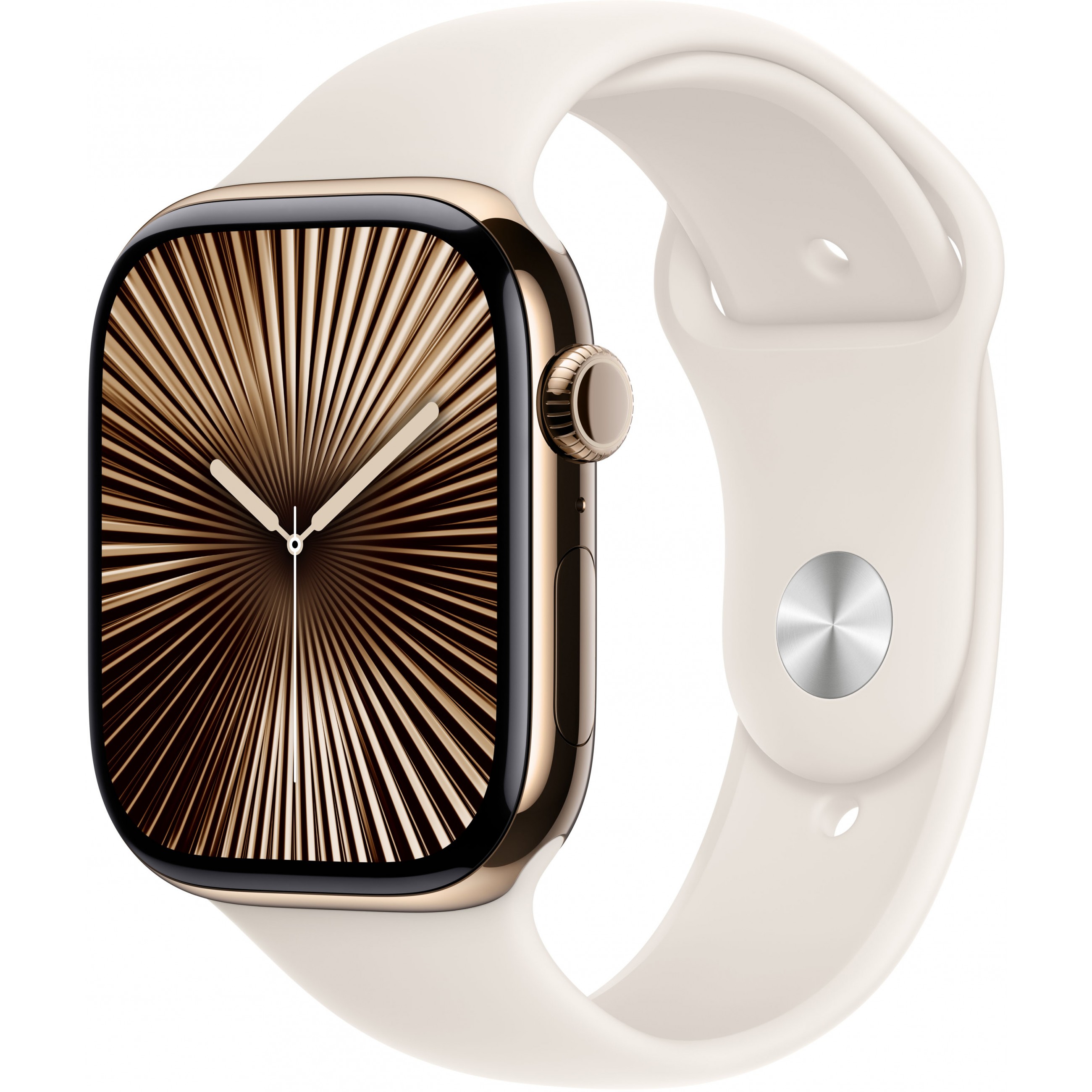 APPLE Watch Series 10 GPS + Cellular 46mm Gold Titanium Case with Starlight Sport Band - M/L