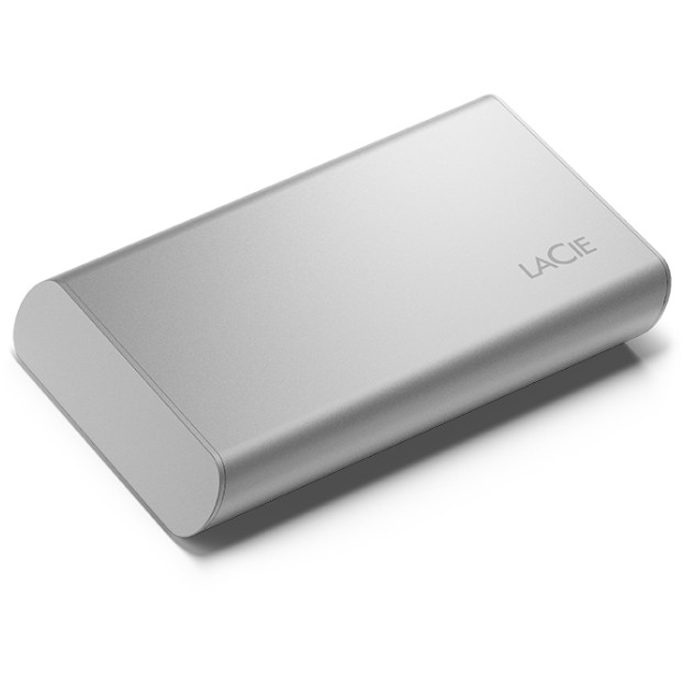 LACIE Portable SSD USB-C 500GB externe tragbare Festplatte mit Rescue Service Moon Silver
