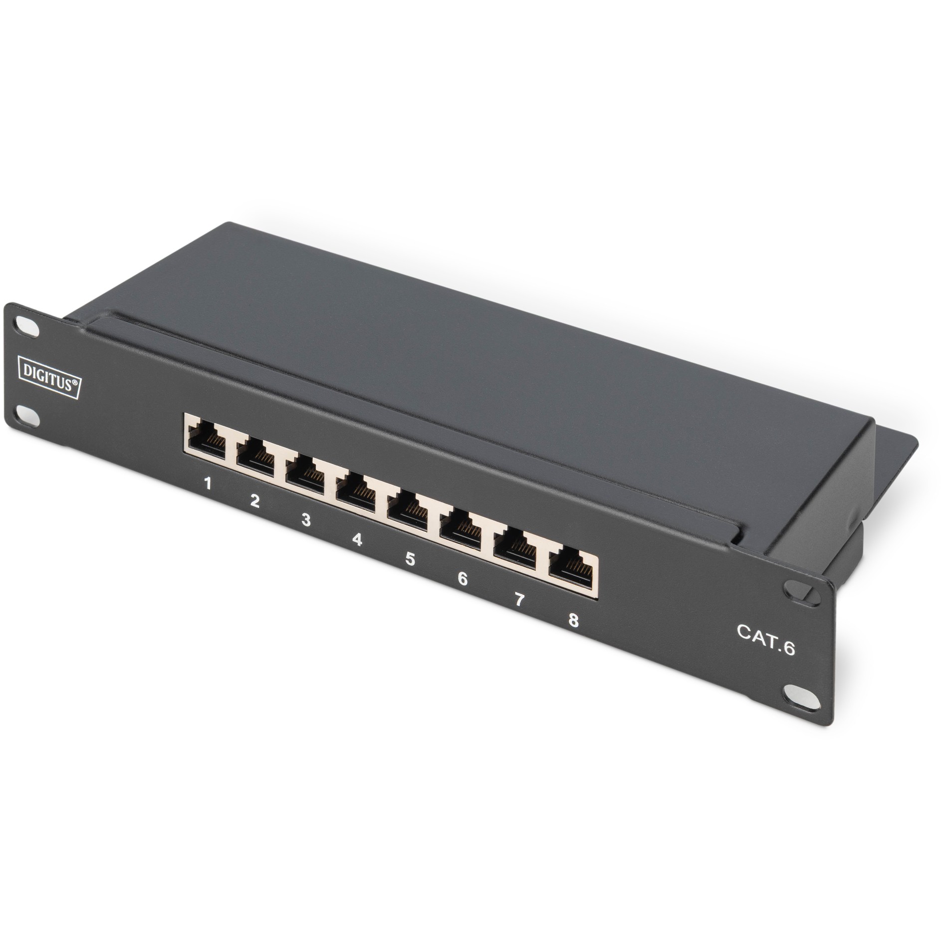 DIGITUS Patchpanel 1HE 8-Port Cat6 ClassE geschirmt schw.