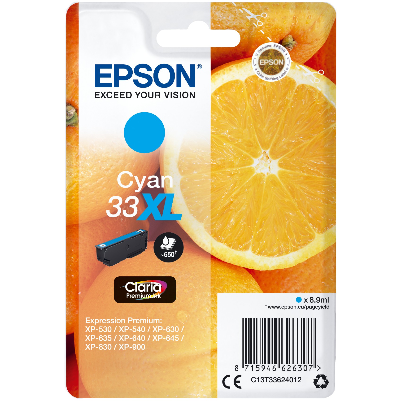 Epson Tinte 33XL C13T33624012 Cyan