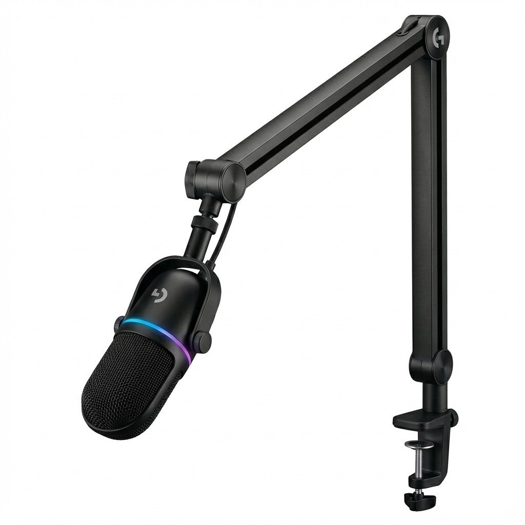 Logitech Yeticaster GX Dynamic RGB Gaming Mic with Lightsync and Premium Desktop Microphone Boom Arm - BLACK