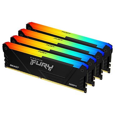 KINGSTON 128GB 3600MT/s DDR4 CL18 DIMM Kit of 4 FURY Beast RGB