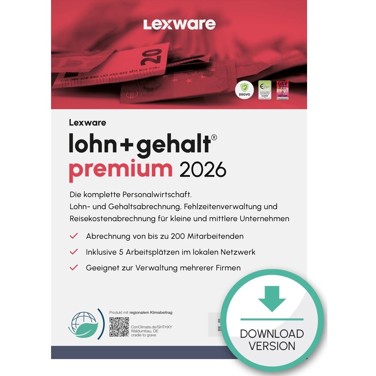 Lexware Lohn+Gehalt Premium 2026 - 1 Device, ABO - ESD-DownloadESD