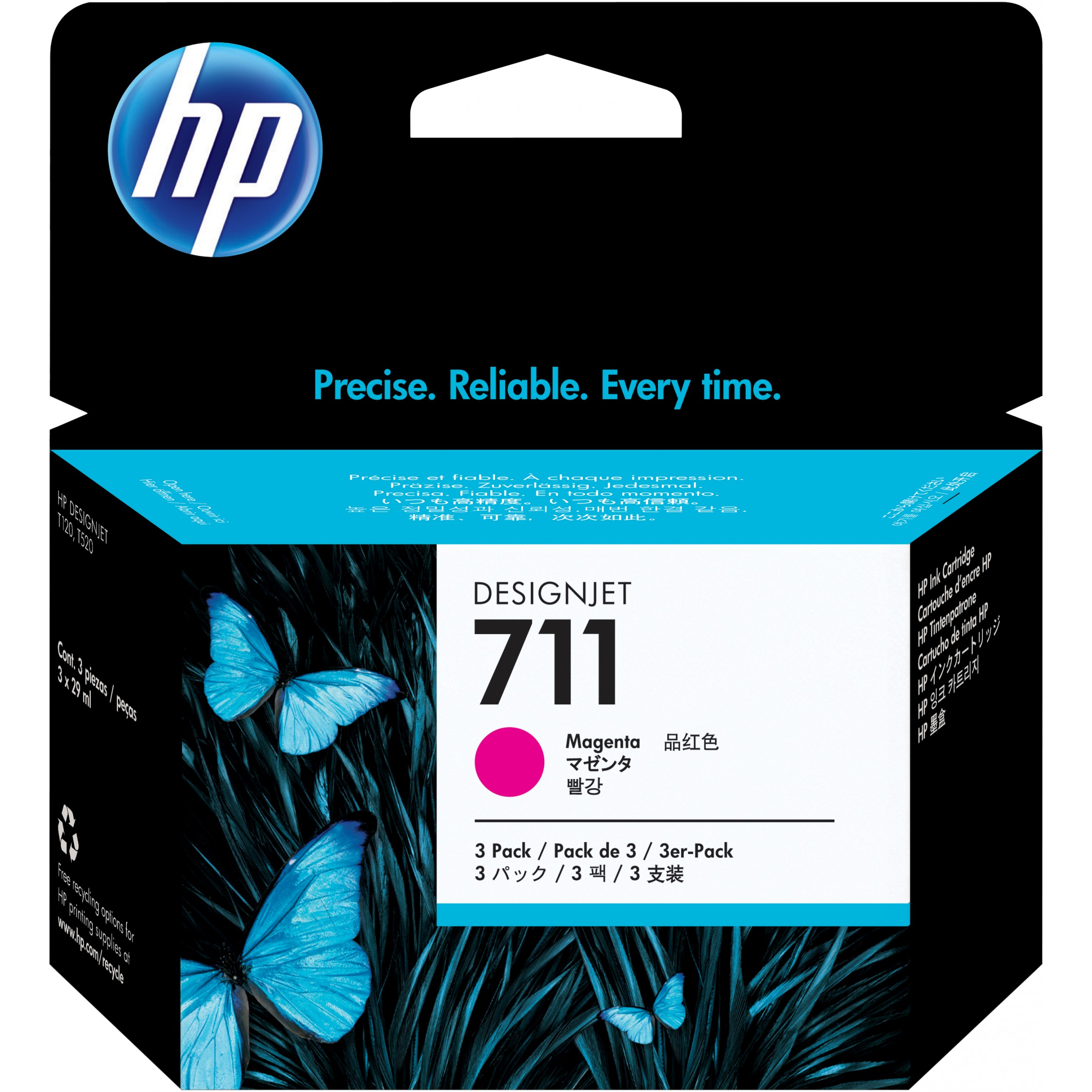 HP Tinte 711 (CZ135A) magenta Druckerpatronen. 3er-Set