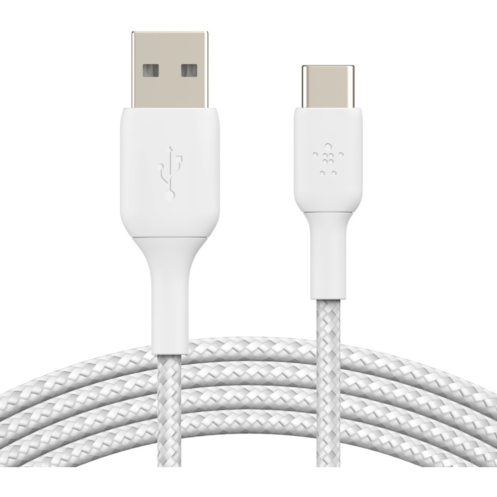 Belkin USB-C/USB-A Kabel ummantelt, 2m, weiß