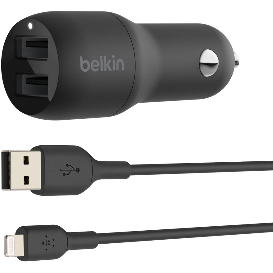 Belkin Dual USB-A Kfz-Ladegerät incl. Lightning Kabel 1m 24W b