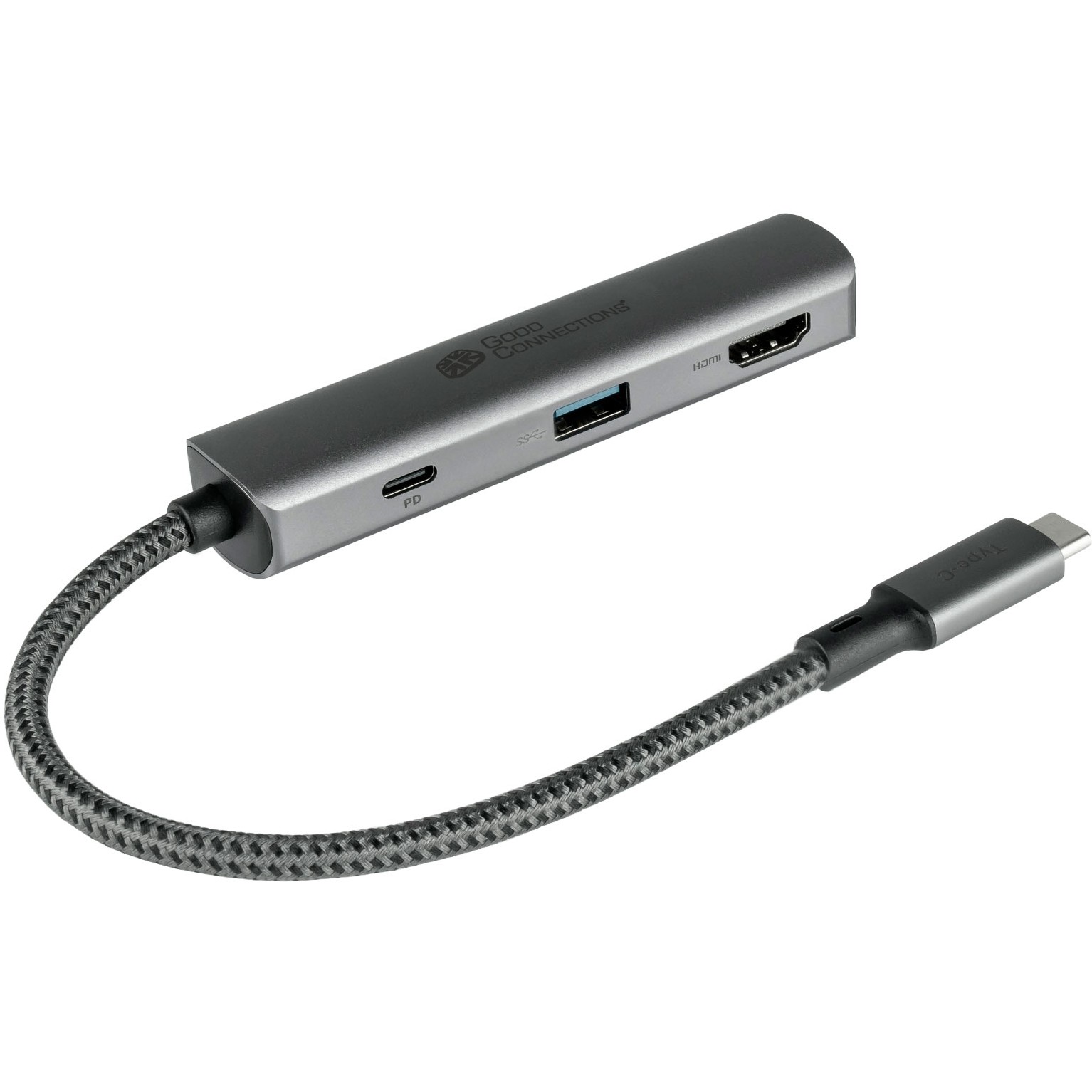 GoodConnections HUB-C002A USB-C HUB 3-Port 1xHDMI; 1xUSB-C; 1xUSB 3.0 Anthrazit