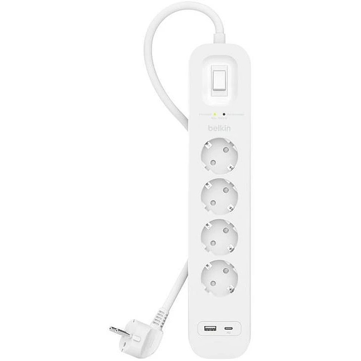 Belkin Surge Plus Steckdosenleiste 4-Fach, 18W 2m Kabel