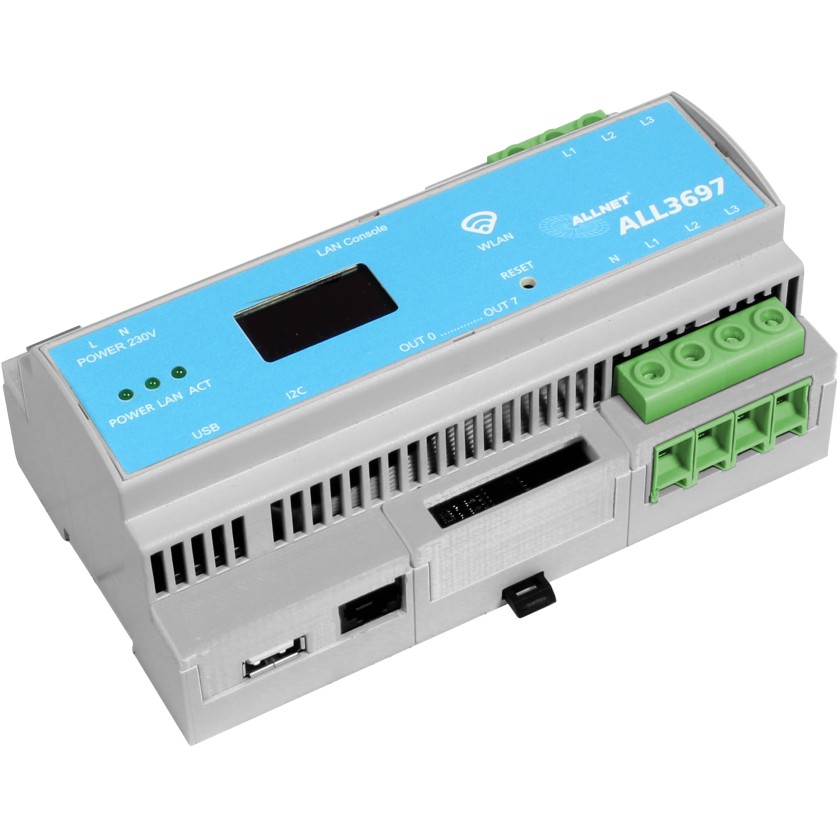 ALLNET MSR Powermeter Zentrale ALL3697-32A 32A 3phasig inkl. S0 (opt.) & Induktion & 2 Sensor Ports für IP Gebäude Automation