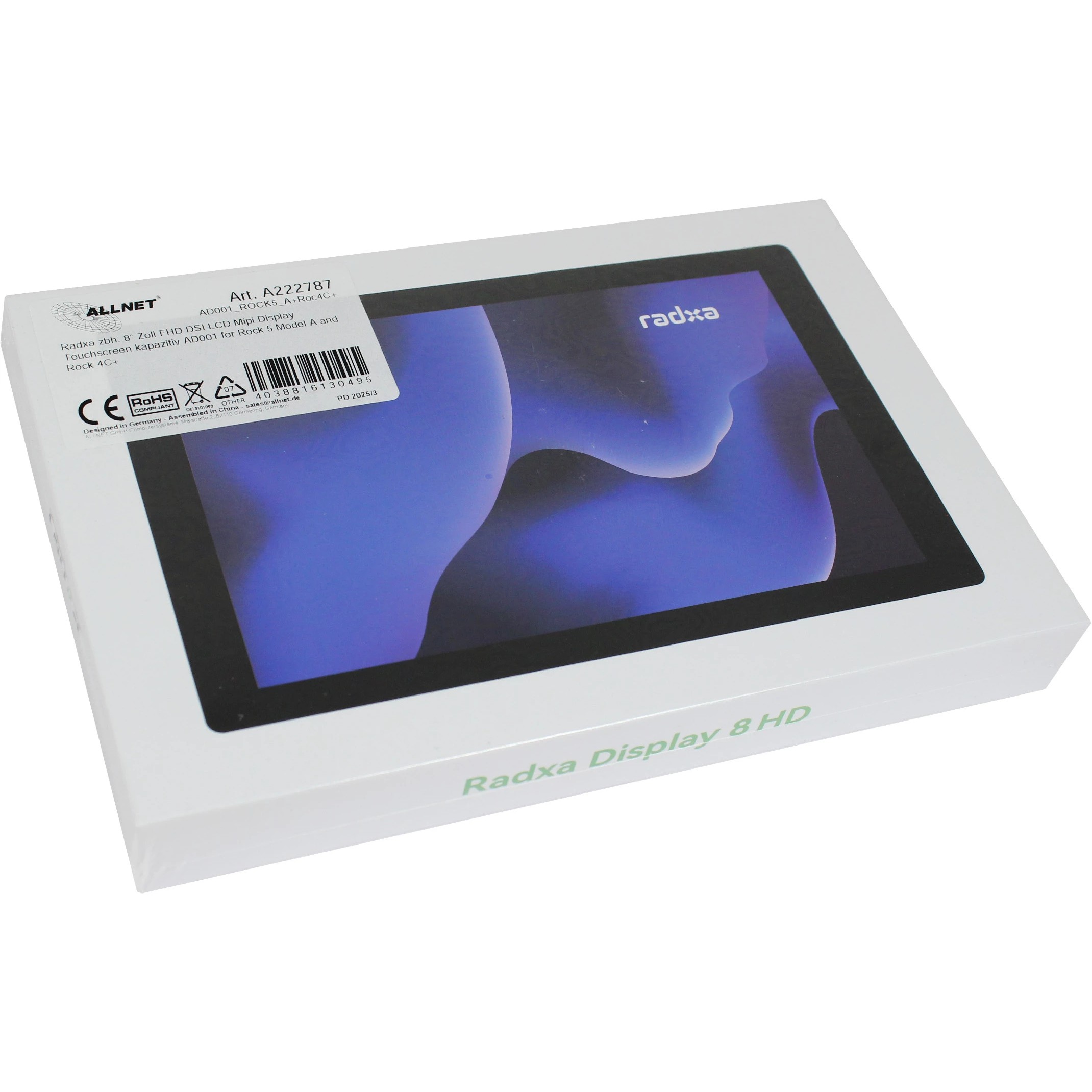 ALLNET Radxa zbh. 8 Zoll FHD DSI LCD Mipi Display Touchscreen kapazitiv AD001 for Rock 5 Model A and Rock 4C+