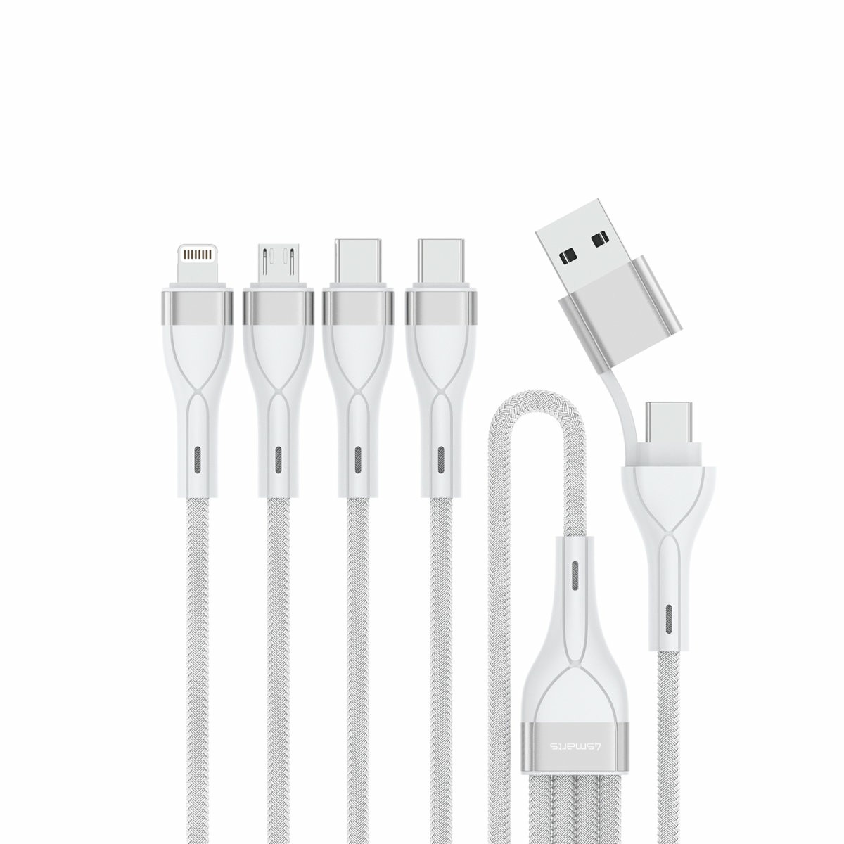 USB-C/A Multi-Ladekabel 4in2 1,2m, wei