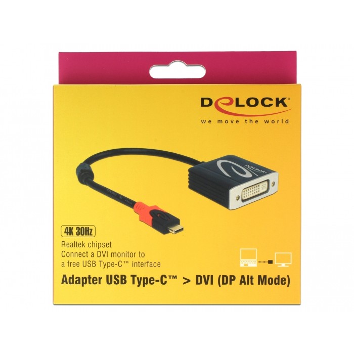 DELOCK Adapter USB Type-C Stecker > DVI Buchse DP Alt Mode 4K 30 Hz
